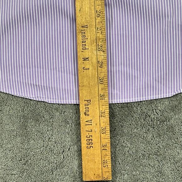 Ralph Lauren Men XL Classic Fit Purple w/ White Stripe Button Down Cotton Shirt - Picture 12 of 14